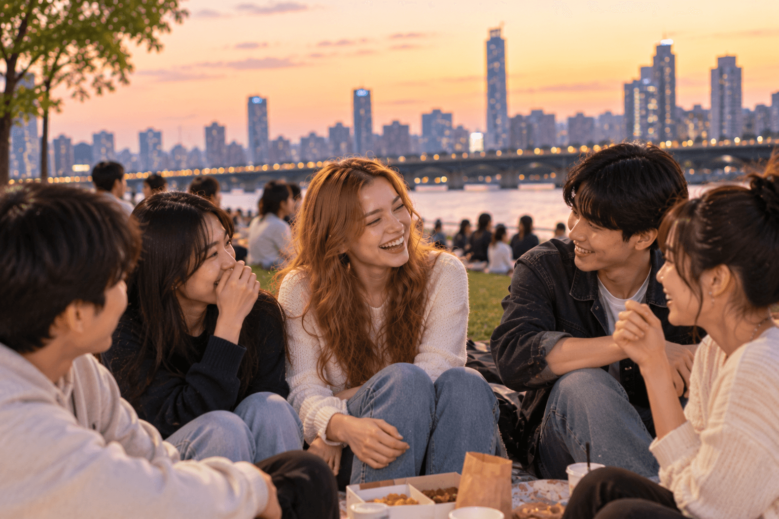 International students spending time with Korean friends in Seoul